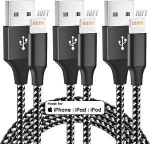 iPhone Charger Apple MFi Certified 3Pack 10FT Nylon Braided Lightning Cable Fast Charging iPhone Charger Cord Compatible with iPhone 13 12 11 Pro Max XR XS X 8 7 6 Plus SE and More