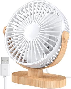 CORN 6.5 Inch USB Small Desk Fan, 3 Speeds Quiet Portable Desktop Table Fan, 360° Adjustment Personal Mini Fan for Home Office Car Outdoor Travel  White