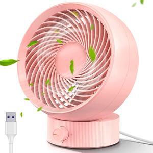 Corn USB Desk Fan, Small Personal Desktop Table Fan with Strong Wind, Quiet Operation Portable Mini Fan for Home Office Bedroom Table and Desktop (Pink), 5.23 Inch