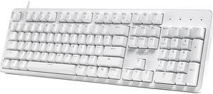 Rapoo MT710 Wired Mechanical Gaming Keyboard Blue Switches, Anti-Ghosting and White LED Office Keyboard for Windows PC Gamers (104Keys, White)