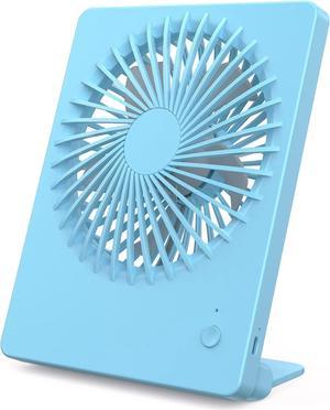 CORN Desk Fan Battery Operated Fan Rechargeable 180°Tilt Folding Personal Fan Ultra Quiet Small Portable Fan 3 Speed Adjustable Strong Wind USB Fan For Office Bedroom Home Desktop Camping Blue