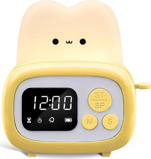 Corn Cute Timer with Clock and Night Light, Mini Toaster Shape lamp with LED Alarm Clock Timer for Kids and Adults, Study Tool for Kids Desk,Timer for Home Exercise,Lamp for Bedroom,Bedside