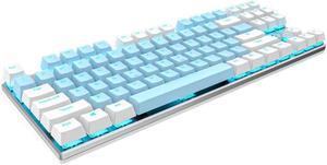 Dareu EK815 USB Wired Blue LED Backlight 87 Keys Mechanical Keyboard, Blue Switch-Blue / White