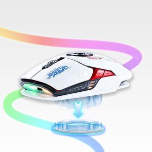 RGB LED Lighting, EDC Stress-Release, Bluetooth 2.4G Wireless UFO Gaming Mouse, 5 Buttons, 4 DPI Optical, Rechargeable, with USB Receiver, for Laptop, PC Computer, MacBook (White)