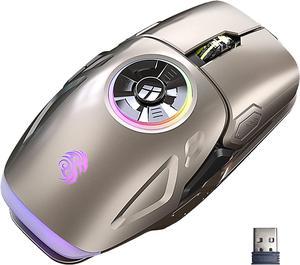 RGB LED Lighting, EDC Stress-Release, Bluetooth 2.4G Wireless UFO Gaming Mouse, 5 Buttons, 4 DPI Optical, Rechargeable, with USB Receiver, for Laptop, PC Computer, MacBook(Grey)