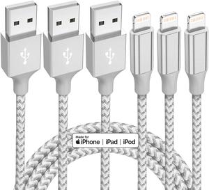 iPhone Charger 3 Pack 10 ft Apple MFi Certified Lightning Cable Nylon Braided Cable iPhone Charger Fast Charging Cord Compatible with iPhone 13 12 11 Pro Max XR XS X 8 7 6 Plus SE iPad and More