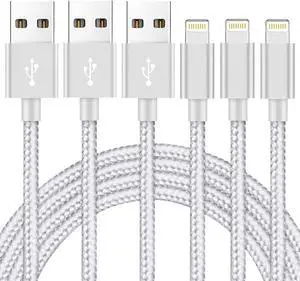iPhone Charger Cable [Mfi-Certified] 3Pack 10ft Nylon Braided High Speed USB Charging Cord Compatible with iPhone 12/11/XS/XR/X/8/7/6/5/iPad
