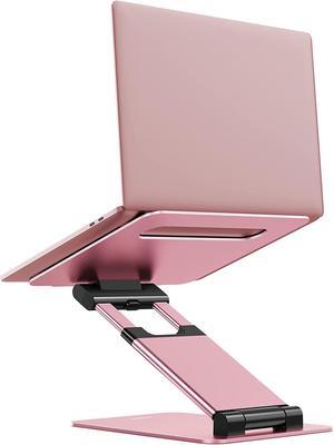 Laptop Stand for Desk, Ergonomic Sit to Stand Laptop Computer Holder Riser, Adjustable Height from 1.2" to 20", Compatible with MacBook, All Laptops Tablets 10-17", Gift for her, Rose Gold