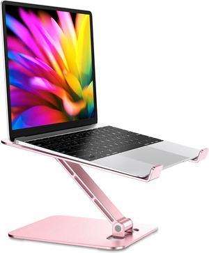 Foldable Laptop Stand, Height Adjustable Ergonomic Computer Stand for Desk, Ventilated Aluminum Portable Laptop Riser Holder Compatible with MacBook Pro Air, All Notebooks 10-16" (Rose Gold)