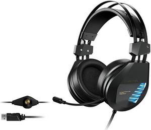 XIBERIA K15 USB Gaming Headset,50mm Drivers,7.1 Surround Sound,Unidirectional noise-canceling microphone,RGB LED Light Headphone 7.1 RGB with USB connector