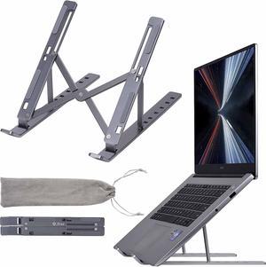 Laptop Stand for Desk, Adjustable Ergonomic Portable Aluminum Laptop Holder, Foldable Computer Stand 7 Angles Anti-Slip Laptop Riser Compatible with 9-15.6 inch Laptops, Gray