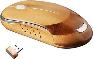 Wireless Mouse for Laptop, 2.4G Cordless Portable Computer Bamboo Mice Silent Clicking with 4 Adjustable DPI for PC Notebook Desktop MacBook with USB Ports