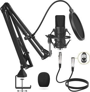 CORN XLR Condenser Microphone, Professional Cardioid Studio Mic Kit with T20 Boom Arm, Shock Mount, Pop Filter for Recording, Podcasting, Voice Over, Streaming, Home Studio, YouTube