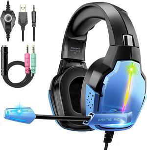 Gaming Headset for PS4 PS5 PC Xbox One 3D Stereo Sound PS5 Headset NoiseCancelling Over Ear Gaming Headphones with Mic for Switch Laptop Mobile Blue