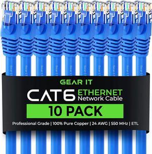 Cat 6 Ethernet Cable 6 ft (10-Pack) - Cat6 Patch Cable, Cat 6 Patch Cable, Cat6 Cable, Cat 6 Cable, Cat6 Ethernet Cable, Network Cable, Internet Cable - Blue 6 Feet