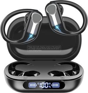 Wireless Earbuds, Bluetooth 5.3 Headphones 88H Playtime with 1800mAh Charging Case, IPX7 Waterproof Over-Ear Earphones with Earhooks Built-in Microphone Earbuds for Sports Running Workout Black