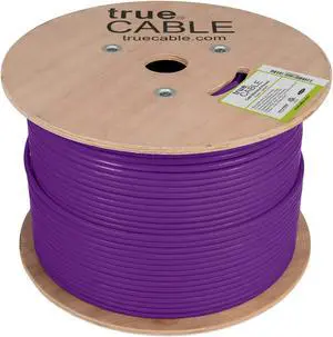 Cat6 Plenum Shielded (CMP), 1000ft, Purple, 23AWG Solid Bare Copper, 550MHz, PoE++ (4PPoE), ETL Listed, Overall Foil Shield (FTP), Bulk Ethernet Cable