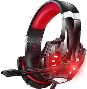 G9000 Stereo Pro Gaming Headset for PS4, PC, Xbox One Controller, Noise Cancelling Over Ear Headphones with Mic, LED Light, Bass Surround, Soft Memory Earmuffs for Laptop Mac Wii Accessory Kits