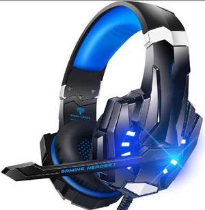 G9000 Stereo Gaming Headset for PS4 PC Xbox One PS5 Controller, Noise Cancelling Over Ear Headphones with Mic, LED Light, Bass Surround, Soft Memory Earmuffs for Laptop Mac Nintendo NES Games