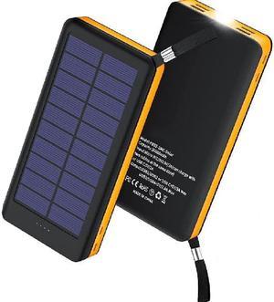 Solar Charger 30000mAh, Portable Power Bank Outdoor External Battery Pack with Flashlight, Type C Plus Dual Micro Input and 4 USB Output for iOS and Android - Orange