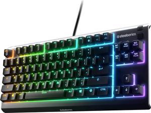 SteelSeries Apex 3 TKL RGB Gaming Keyboard Tenkeyless Compact Form Factor  8Zone RGB Illumination IP32 Water  Dust Resistant Whisper Quiet Gaming Switch Gaming Grade AntiGhosting