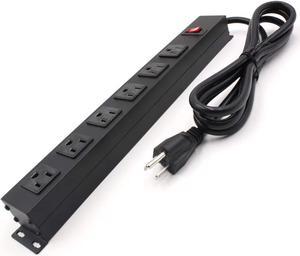 Power Strip with 6 Outlets 6 Ft UL 14AWG Cord Straight Plug for Commercial, Industrial, School and Home,15A 125V 1875W, ETL Approved and Listed, Black 6 FT (1 Pack)