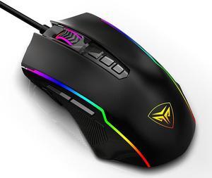 Corn Gaming Mouse Wired, 100-12400DPI, 7 Programmable Buttons, 16.8 Million RGB Backlit, Ergonomic Comfortable Grip Optical Computer PC Gaming Mice with Fire Button - Upgraded P3327 Sensor, Black