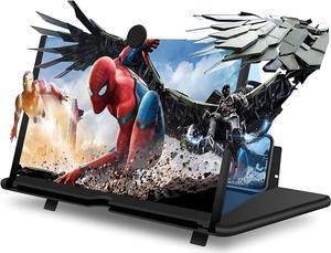 Screen Magnifier for Cell Phone  14" 3D HD Magnifying Screen Enlarger Projector, Magnifying Projector Screen Enlarger with Folding Stand Holder for Movies Videos and Gaming