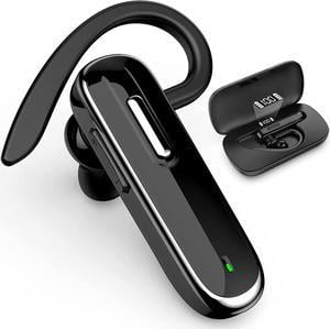 Bluetooth Headset Wireless Handfree Earpiece V5.1 with 500mAh Battery Display Charging Case 96 Hours Talking Time Built-in Microphone for iPhone Android Cell Phone Driver/Business/Office