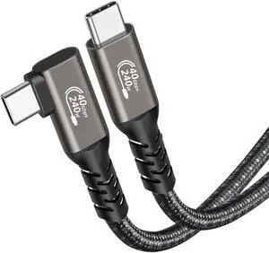 USB 4 Cable, Right Angle Thunderbolt 4 Cable 40Gbps Data Transfer 240W Fast Charging USB4 Cable Compatible with Thunderbolt 3/MacBook Pro/iPad Pro/Smart Phone and More
