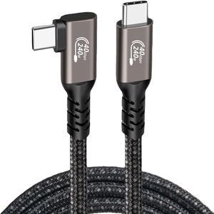 USB 4 Cable, Right Angle Thunderbolt 4 Cable 40Gbps Data Transfer 240W Fast Charging USB4 Cable Compatible with Thunderbolt 3/MacBook Pro/iPad Pro/Smart Phone and More 3.28 ft.