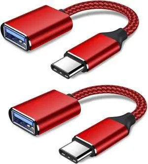 USB C to USB Adapter USB Type C Male to USB 3.0 Female OTG Cable Compatible with MacBook Pro/Air 2019 2018 2017, Galaxy S20 S20+ Ultra Note 10 S9 S8-Red 2 Pack