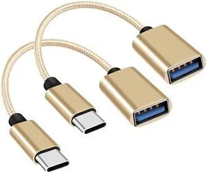 USB C to USB Adapter USB Type C Male to USB 3.0 Female OTG Cable Compatible with MacBook Pro/Air 2019 2018 2017, Galaxy S20 S20+ Ultra Note 10 S9 S8 2 Pack Gold