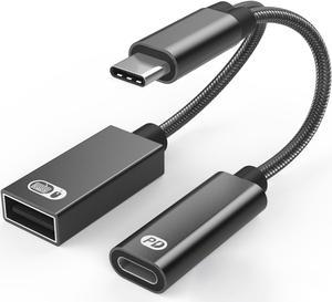 USB C to USB Adapter OTG and Charger Cable, 2 in 1 USB-C Splitter with 60W PD Charging Type C OTG and USB A Female Port Compatible with Chromecast Google TV,iPad Pro,Samsung S21/S20,Pixel,LGG8 Black