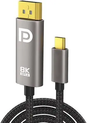 USB C to DisplayPort 1.4 8K@60Hz Cable 3M/9.9Ft DP Displayport to USB C Two-way Transmission Adapter12bit Color Depth 4K@144Hz 2K@240Hz 1080P@360Hz UHD Adapter for Macbook, Macbook Air Samsung S8 etc