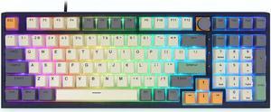 GK980 RGB Dye-Sub PBT Mechanical Wired 98 Keys Gaming White Keyboard, Support Windows and Mac, Knob Button - Optical Green Switch