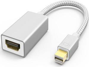 Mini DisplayPort to HDMI Adapter, Mini DP(Thunderbolt) to HDMI Adapter, Gold-Plated Braided,Compatible with MacBook Air/Pro, Microsoft Surface Pro/Dock, Monitor, Projector and More Silver