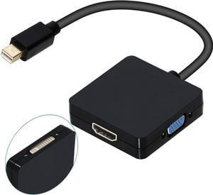 Mini DisplayPort to HDMI VGA DVI 4K Adapter, 3-in-1 Gold-Plated Mini DisplayPort(DP) to HDMI/DVI/VGA Adapter(Male to Female) Compatible with MacBook Air, Mac Mini, Microsoft Surface Pro 3/4