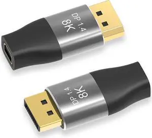 Mini DP Female to DisplayPort Male 8K Extension 5cm Converter 8K(7680x4320)@60Hz 4K@144Hz DisplayPort 1.4 Bi-Directional Transmission DisplayPort to Mini DisplayPort 8K Cable 2 Pack
