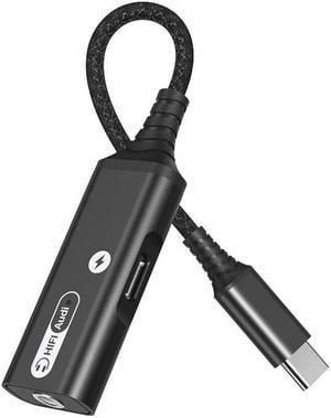 USB C to 3.5mm Headphone and Charger Adapter, 2-in-1 USB C to AUX Mic Jack with PD 60W Fast Charging for Stereo, Earphones,Compatible with Samsung Galaxy S22/Note20, Pixel 6, iPad Pro 2021 Black