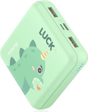 Yoobao Portable Charger 10000mAh Cute Power Bank for Girls Mini Fast Charging Compact Battery Pack with Dual USB Output & Dual Inport (2.1A Type-C and 8-Pin Input),Compatible with iPhone,iPad Luck