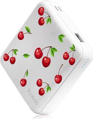 Yoobao Portable Charger 10000mAh, USB-C (in & Out) 20W Fast Charging Mini Power Bank Cute Stuff for Girls, PD3.0+QC4.0 Cell Phone Battery Pack for iPhone 14/13/12, iPad, Samsung Google (Cherry White)