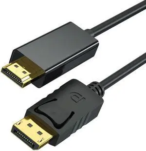 4K DisplayPort to HDMI 6 Feet Cable, DisplayPort to HDMI Uni-Direction Cable Gold-Plated Cord for Lenovo, HP, ASUS, Dell and Other Brand 1pack