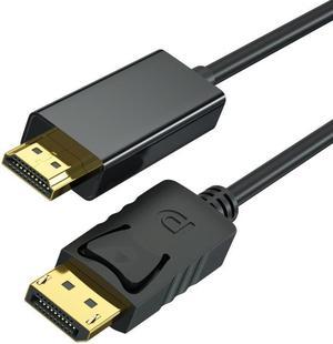4K DisplayPort to HDMI 3.3 Feet Cable, DisplayPort to HDMI Uni-Direction Cable Gold-Plated Cord for Lenovo, HP, ASUS, Dell and Other Brand  Black 1Pack