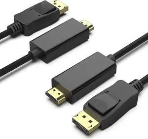 4K DisplayPort to HDMI 3.3 Feet Cable, DisplayPort to HDMI Uni-Direction Cable Gold-Plated Cord for Lenovo, HP, ASUS, Dell and Other Brand 2pack 3.3 ft. 4K DisplayPort to HDMI 3.3 Feet Cable, DisplayPort to HDMI Uni-Direction Cable Gold-Plated Cord for Lenovo, HP, ASUS, Dell and Other Brand 2pack 3.3 ft.