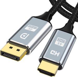 4K DisplayPort to HDMI Cable 3.3FT,[Aluminum Shell,Nylon Braided]High Speed,UHD(1440P 60Hz,1080P 120Hz) Unidirectional DP to HDMI Cable Cord for Dell,Monitor,Projector,Desktop, AMD,NVIDIA,Lenovo,HP