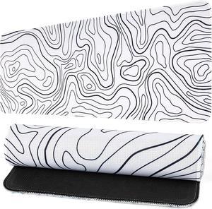 Mouse Pad Gaming Large Long Extend Topographic Mousepad Big Full Keyboard Pad Desk Mat for Computer Laptop Office Non-Slip Rubber Stitched Edges (White)