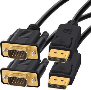 DisplayPort to VGA, DisplayPort to VGA Adapter 6 Feet DP to VGA Cable Connects DP Port from Desktop or Laptop to Monitor or Projector with VGA Port 2-Pack