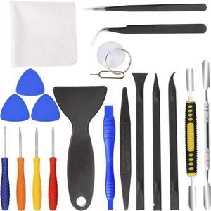 Professional Electronics Opening Pry Tool Repair Kit with Metal Spudger Non-Abrasive Carbon Fiber Nylon Spudgers and Anti-Static Tweezers for Cellphone iPhone Laptops Tablets and More, 20 Piece