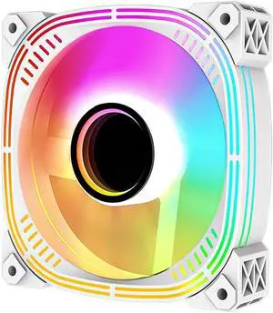 Luna 120 PC Case Fan, Lamellar Mirror, 5V 3Pin ARGB SYNC, Hydraulic Bearing, Low noise, PWM , Infinite Lighting Case Cooling Fans White Reversed 1 Pack